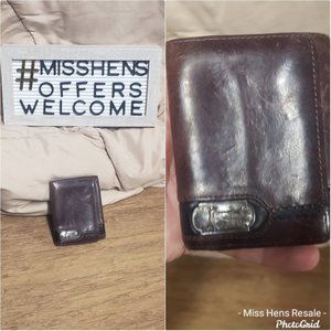 SET BRIGHTON BROWN GOLF TRI FOLD WALLET + COACH COIN HOLDER